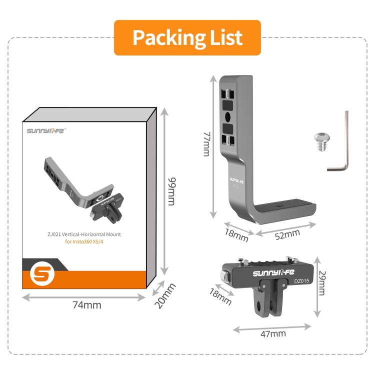 For Insta360 X5 / X4 Sunnylife L-Type Vertical-Horizontal Magnetic Mount with DZ015 Magnetic Adapter Quick Release Mount Adapter Stand