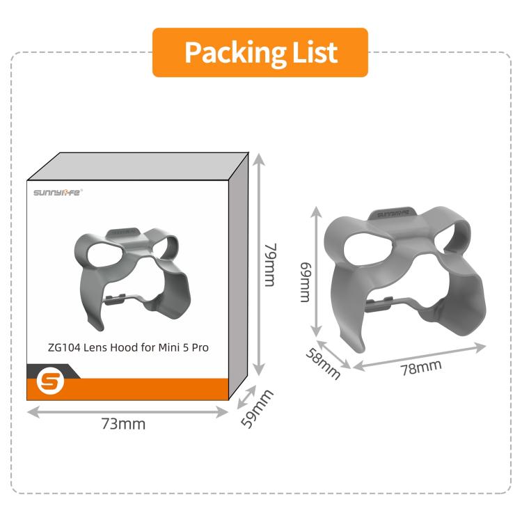 For DJI Mini 5 Pro Sunnylife Lens Hood Anti-glare Lens Cover Sunhood Gimbal Protective Cap, For DJI Mini 5 Pro