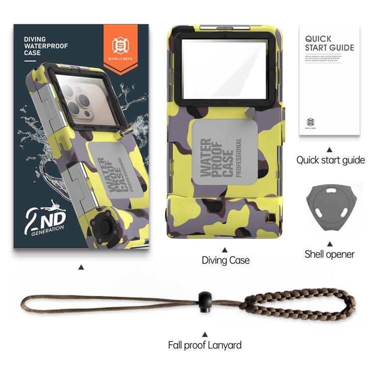 RedPepper 2nd Generation Diving Waterproof Protective Cover, Waterproof Depth: 15m, Camouflage Yellow