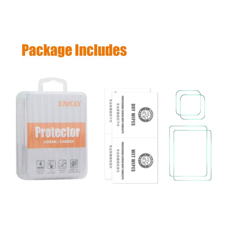 2 Sets ENKAY 0.2mm 9H Tempered Glass Screen Protector Front & Back Camera Film, For GoPro LIT HERO