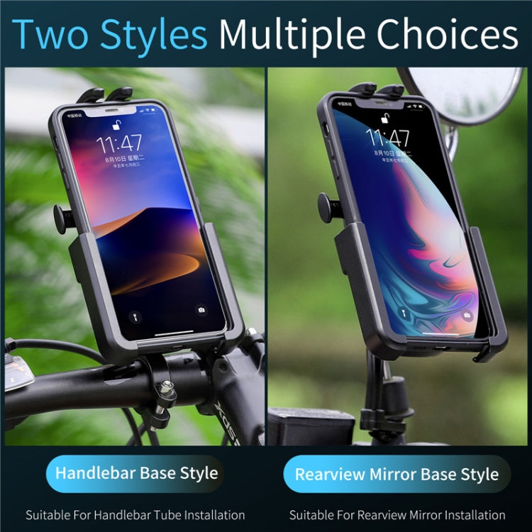 WEST BIKING Bike Mobile Phone Holder Aluminum 360 Rotatable Electric Bike Scooter Motorcycle Phone Stand,Style:, Handlebar Style, Rearview Mirror Style