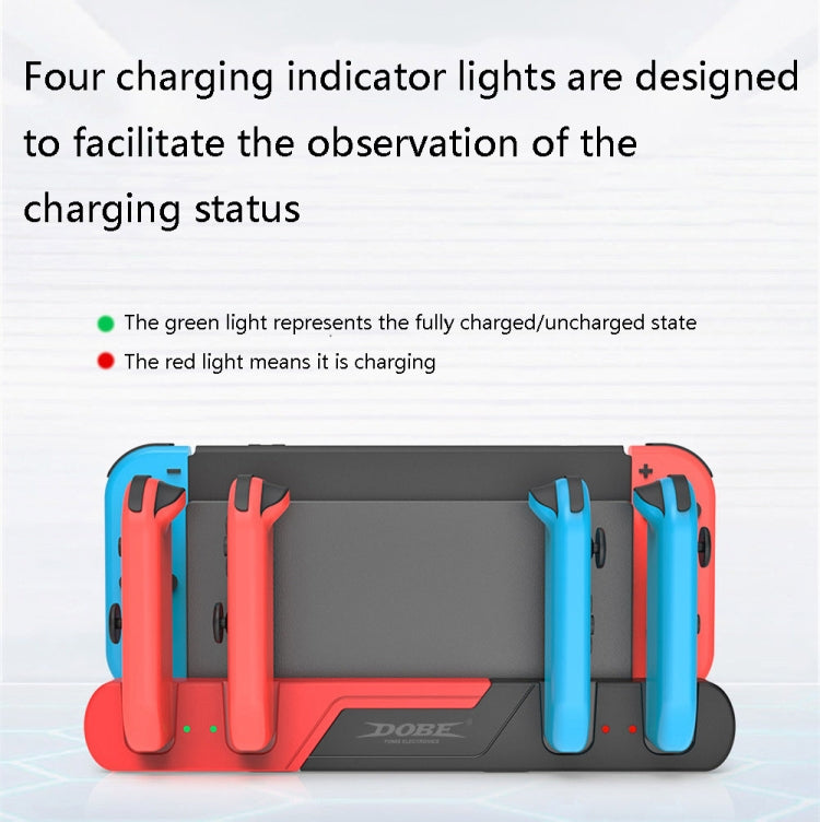 DOBE TNS-0122 4 In 1 Gamepad Charging Dock For Switch OLED, TNS-0122 White Black, TNS-0122 Red Black