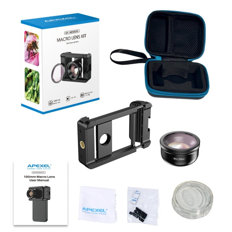 APEXEL CM-HB100CPL HB100mm HD External Macro Mobile Phone Lens with CPL, CM-HB100CPL