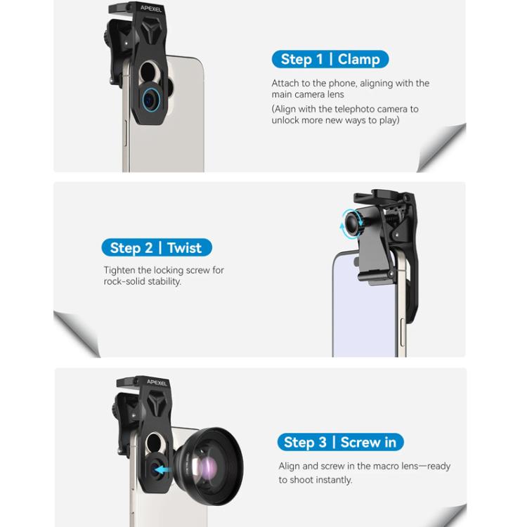 APEXEL HB100 Ultra Macro Lens & FL26 Fill Light Combo for Smartphones Close-Up Photography Kit, APL-HB100UFL26