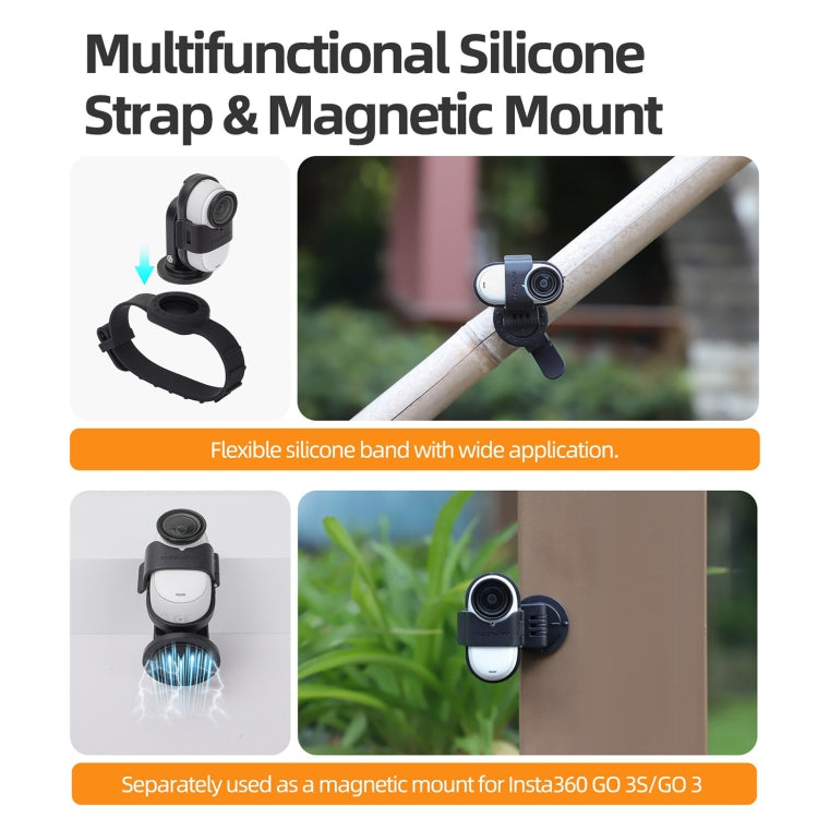For Insta360 GO 3S / GO 3 Sunnylife Camera Strap Magnetic Mount Drone Mount Silicone Wristband Backpack Stripe, For Insta360 GO 3S / GO 3