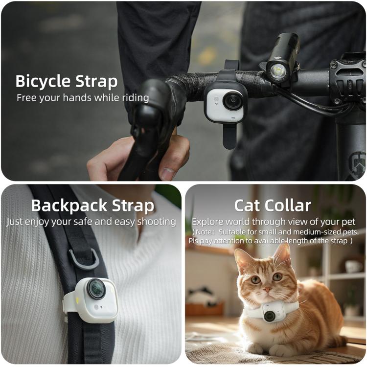 For Insta360 GO Ultra Sunnylife Expansion Band Strap Silicone Protective Cover Wristband Backpack Bicycle Stripe Cat Collar, For Insta360 GO Ultra