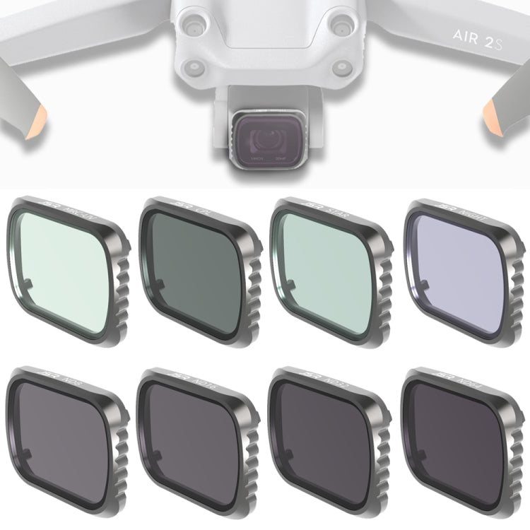 JSR KS 8 in 1 UV + CPL + ND8 + ND16 + ND32 + ND64 + STAR + NIGHT Lens Filter for DJI Air 2S, Aluminum Frame, UV + CPL + ND8 + ND16 + ND32 + ND64 + STAR + NIGHT
