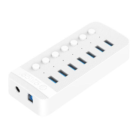 ORICO CT2U3-7AB-WH 7 In 1 Plastic Stripes Multi-Port USB HUB with Individual Switches,, CT2U3-7AB-WH AU Plug, CT2U3-7AB-BK UK Plug, CT2U3-7AB-WH UK Plug, CT2U3-7AB-BK EU Plug, CT2U3-7AB-WH EU Plug, CT2U3-7AB-BK AU Plug