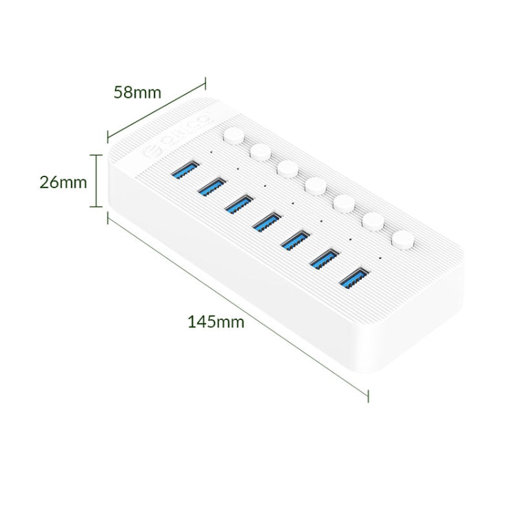 ORICO CT2U3-7AB-WH 7 In 1 Plastic Stripes Multi-Port USB HUB with Individual Switches,, CT2U3-7AB-WH AU Plug, CT2U3-7AB-BK UK Plug, CT2U3-7AB-WH UK Plug, CT2U3-7AB-BK EU Plug, CT2U3-7AB-WH EU Plug, CT2U3-7AB-BK AU Plug