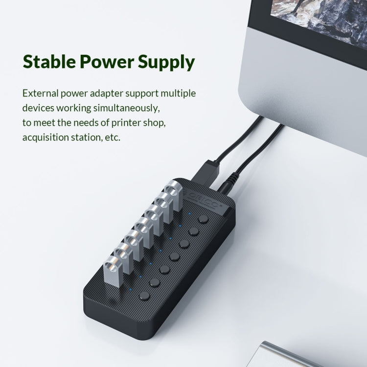 ORICO CT2U3-7AB-WH 7 In 1 Plastic Stripes Multi-Port USB HUB with Individual Switches,, CT2U3-7AB-WH AU Plug, CT2U3-7AB-BK UK Plug, CT2U3-7AB-WH UK Plug, CT2U3-7AB-BK EU Plug, CT2U3-7AB-WH EU Plug, CT2U3-7AB-BK AU Plug