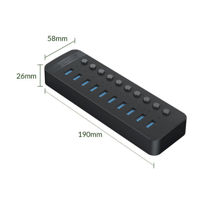 ORICO CT2U3-10AB-WH 10 In 1 Plastic Stripes Multi-Port USB HUB with Individual Switches,, CT2U3-10AB-WH EU Plug, CT2U3-10AB-BK AU Plug, CT2U3-10AB-WH AU Plug, CT2U3-10AB-BK UK Plug, CT2U3-10AB-WH UK Plug, CT2U3-10AB-BK EU Plug