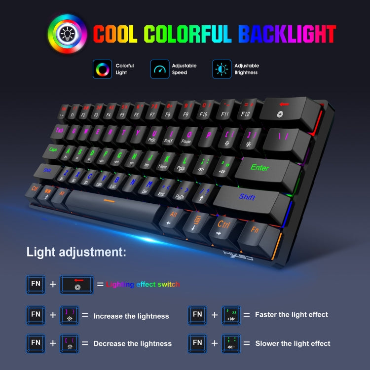 HXSJ L800 61 Keys Bluetooth 5.0 / 2.4G Wireless / Type-C Wired Three Modes Blue Shaft Mechanical Keyboard