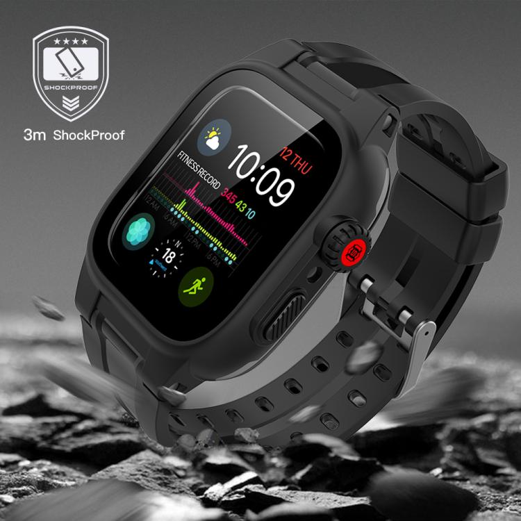 RedPepper IP68 Waterproof Screen Protector + Watchband + Protective Case, For 5 & 4 40mm / 3 & 2 & 1 38mm, For Apple Watch Series 6 / 5 / 4 / Watch SE 44mm
