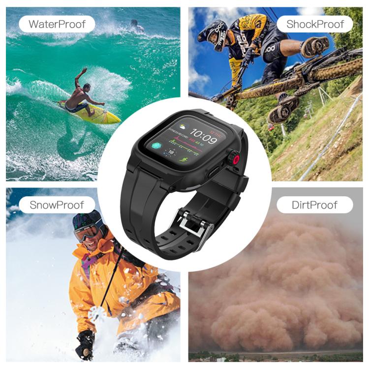 RedPepper IP68 Waterproof Screen Protector + Watchband + Protective Case, For 5 & 4 40mm / 3 & 2 & 1 38mm, For Apple Watch Series 6 / 5 / 4 / Watch SE 44mm