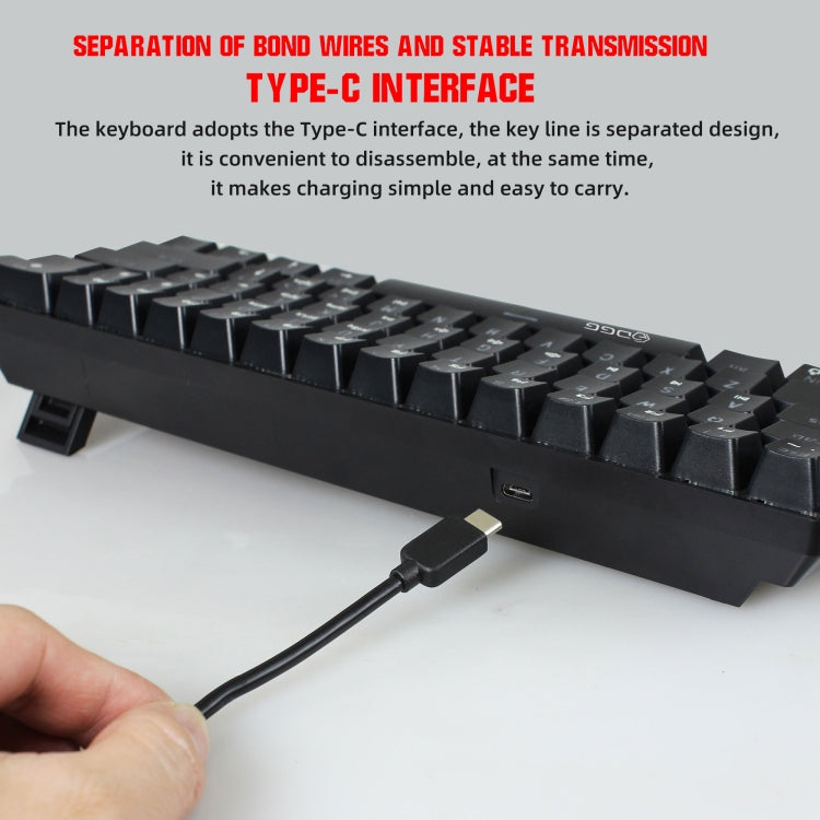 HXSJ V900 61 Keys Cool Lighting Effect Mechanical Wired Keyboard, Black Red, Black White, Black, White