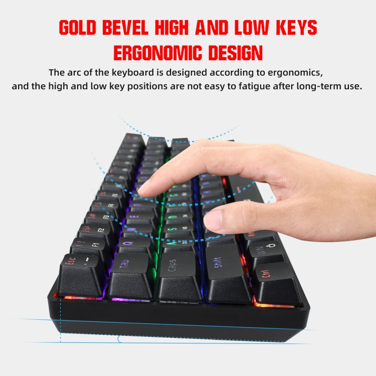 HXSJ V900 61 Keys Cool Lighting Effect Mechanical Wired Keyboard, Black Red, Black White, Black, White