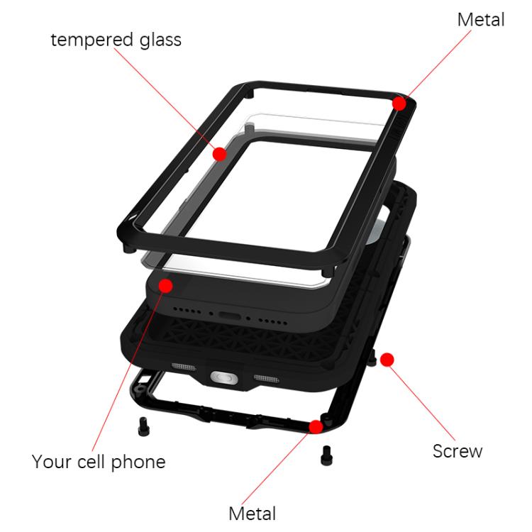 LOVE MEI Metal Shockproof Life Waterproof Dustproof Phone Case, For iPhone 17 Pro Max, For iPhone 17 Pro, For iPhone 17, For iPhone 16 Pro Max, For iPhone 16 Pro, For iPhone 16, For iPhone 15 Pro Max, For iPhone 15 Pro