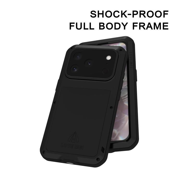 LOVE MEI Metal Shockproof Life Waterproof Dustproof Phone Case, For iPhone 17 Pro Max, For iPhone 17 Pro, For iPhone 17, For iPhone 16 Pro Max, For iPhone 16 Pro, For iPhone 16, For iPhone 15 Pro Max, For iPhone 15 Pro