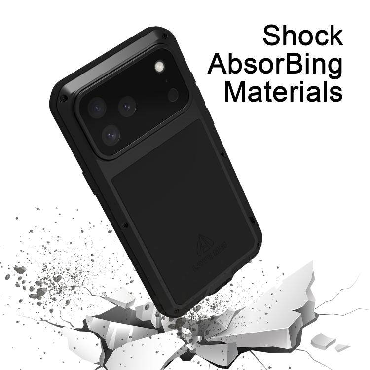 LOVE MEI Metal Shockproof Life Waterproof Dustproof Phone Case, For iPhone 17 Pro Max, For iPhone 17 Pro, For iPhone 17, For iPhone 16 Pro Max, For iPhone 16 Pro, For iPhone 16, For iPhone 15 Pro Max, For iPhone 15 Pro
