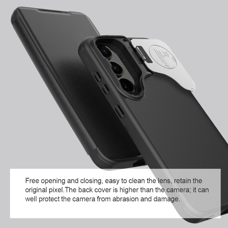 NILLKIN Qin Prop Series Flip Camera Cover Design Leather Phone Case, For Samsung Galaxy S24 Ultra 5G, For Samsung Galaxy S24+ 5G, For Samsung Galaxy S24 5G