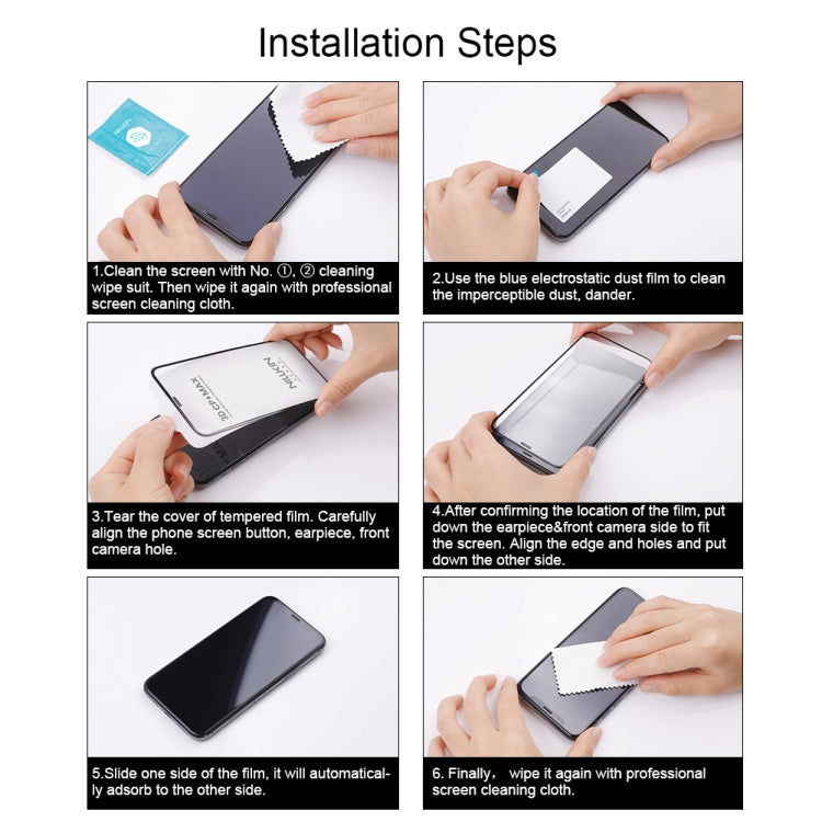 NILLKIN 3D CP+MAX Anti-Explosion Full Coverage Tempered Glass Film, For iPhone 16 Pro Max, For iPhone 16 Pro, For iPhone 16 Plus, For iPhone 16