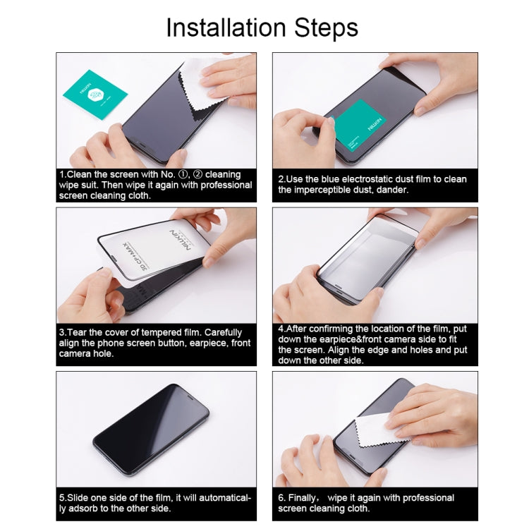 NILLKIN 3D CP+MAX Anti-Explosion Full Coverage Tempered Glass Film, For iPhone 16 Pro Max, For iPhone 16 Pro, For iPhone 16 Plus, For iPhone 16