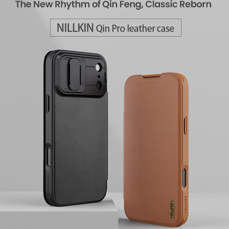 NILLKIN QIN Series Pro Sliding Camera Cover Design Leather Phone Case, For iPhone 17 Pro Max, For iPhone 17 Pro, For iPhone 17, For iPhone Air