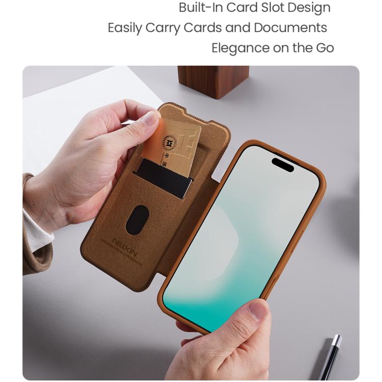 NILLKIN QIN Series Pro Sliding Camera Cover Design Leather Phone Case, For iPhone 17 Pro Max, For iPhone 17 Pro, For iPhone 17, For iPhone Air