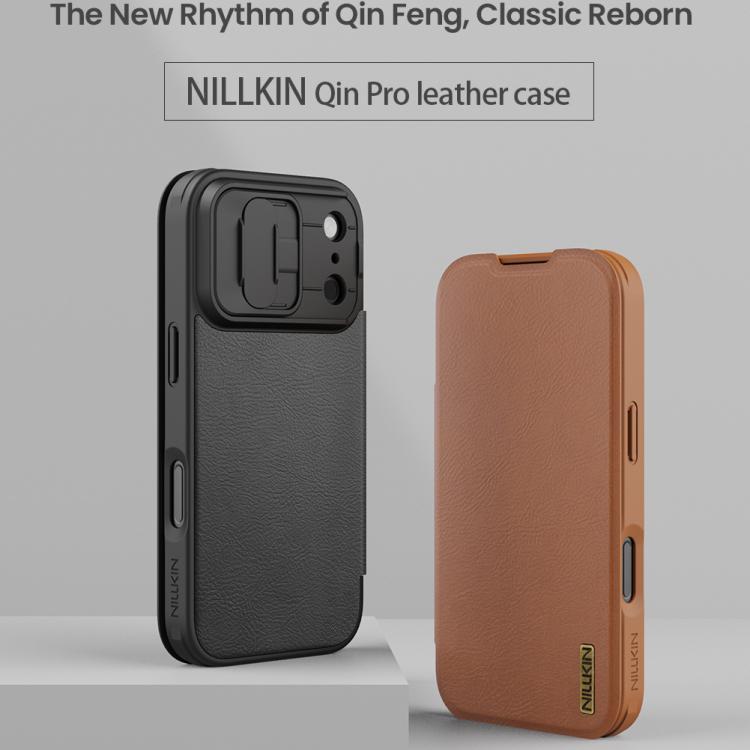 NILLKIN QIN Series Pro Sliding Camera Cover Design Leather Phone Case, For iPhone 17 Pro Max, For iPhone 17 Pro, For iPhone 17, For iPhone Air