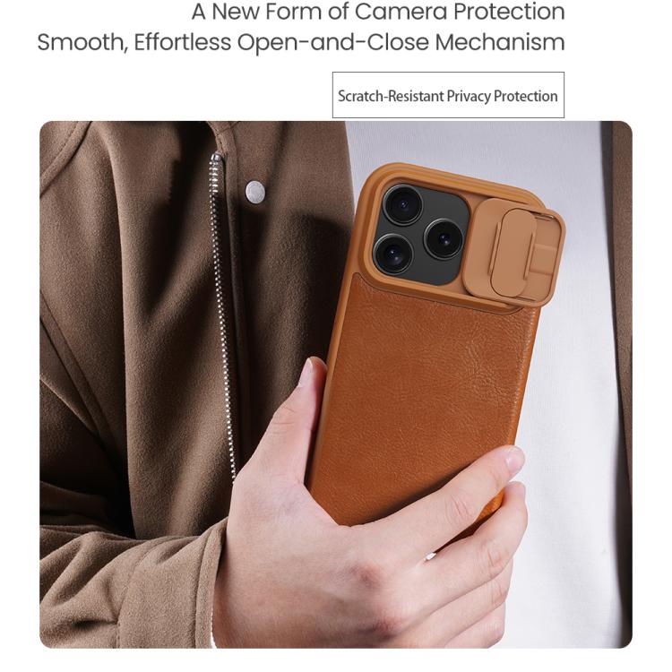 NILLKIN QIN Series Pro Sliding Camera Cover Design Leather Phone Case, For iPhone 17 Pro Max, For iPhone 17 Pro, For iPhone 17, For iPhone Air