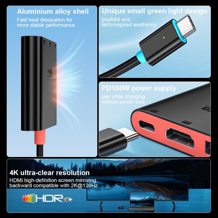 3 in 1 Type-C to HDMI + USB 3.0 + Type-C PD Charging Port Desktop Docking Station, For Nintendo Switch