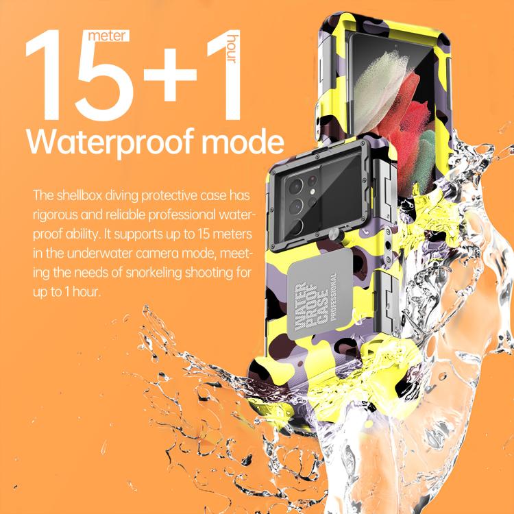 RedPepper 2nd Generation Diving Waterproof Protective Cover, Waterproof Depth: 15m, Camouflage Yellow
