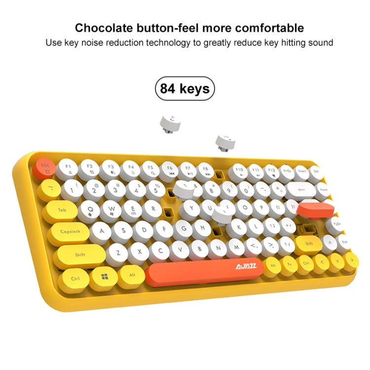 Ajazz 308I 84 Keys Tablet Mobile Phone Computer Household Office Bluetooth Keyboard, Grey, Yellow