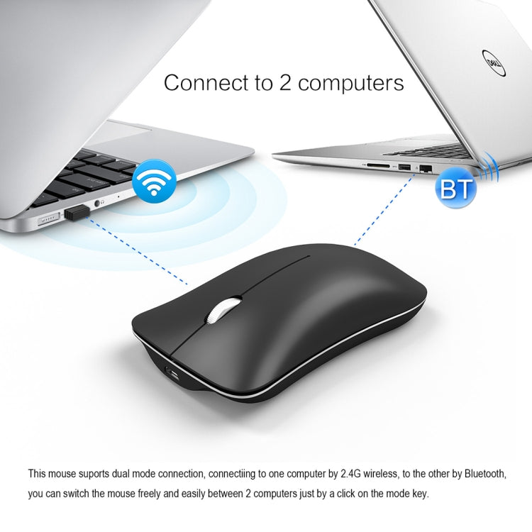 HXSJ T23 Bluetooth 5.0 + Bluetooth 3.0 + 2.4GHz Wireless Three Modes 4-Keys 1600 DPI Adjustable Ergonomics Optical Mouse, T23 Black, T23 Gold, T23 Blue