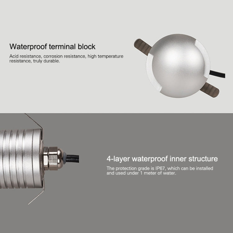 3W LED Embedded Polarized Buried Lamp IP67 Waterproof Turtle Shell Lamp Outdoor Garden Lawn Lamp, Warm Light 3000K Q1 One-way Light, Warm Light 3000K Q1