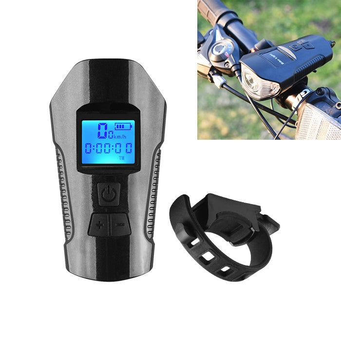 350LM USB Charging Waterproof Snap-on Bicycle Headlight with Speaker & Stopwatch Function, Red, Black, Blue