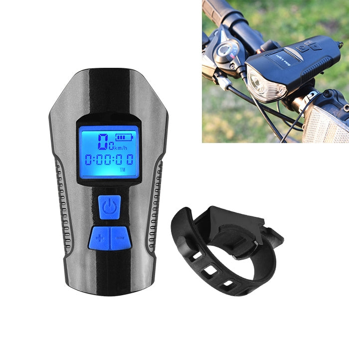 350LM USB Charging Waterproof Snap-on Bicycle Headlight with Speaker & Stopwatch Function, Red, Black, Blue