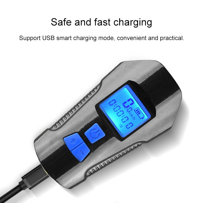 350LM USB Charging Waterproof Snap-on Bicycle Headlight with Speaker & Stopwatch Function, Red, Black, Blue