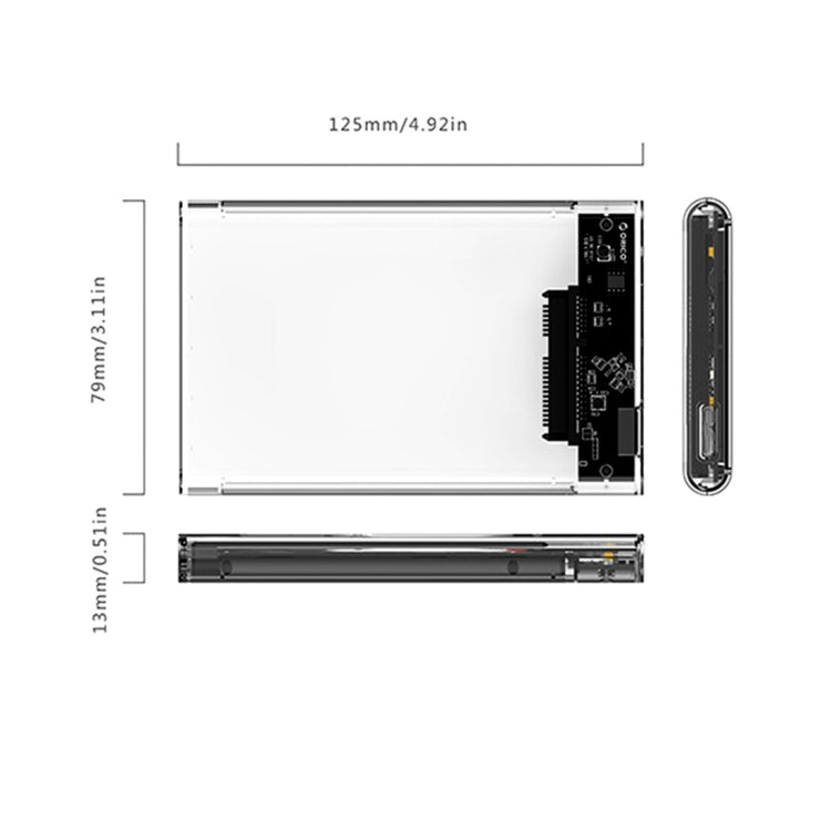 ORICO 2139U3-CR USB3.0 Transparent External Hard Disk Box Storage Case for 9.5mm 2.5 inch SATA HDD / SSD, USB 3.0 (2.5 inch)