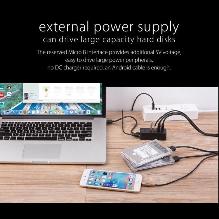 ORICO W5P-U2-100 USB 2.0 Desktop HUB with 100cm Micro USB Cable Power Supply, W5P-U2-100 Black, W5P-U2-100 White