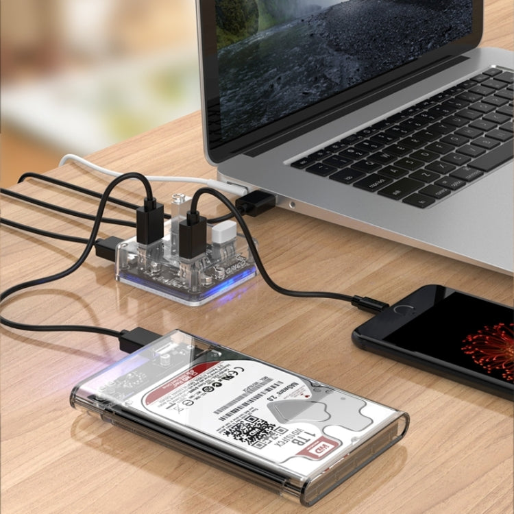 ORICO MH4U-100 USB 3.0 Transparent Desktop HUB with 100cm Micro USB Cable, MH4U-100