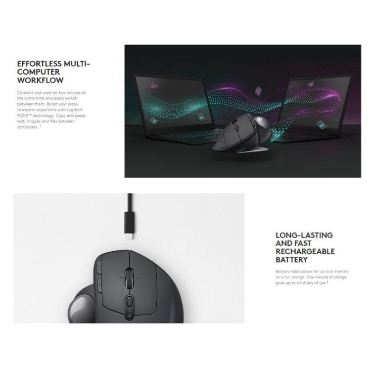 Logitech MX ERGO 440DPI Bluetooth + Unifying Dual-mode Wireless Trackball Optical Mouse, MX ERGO