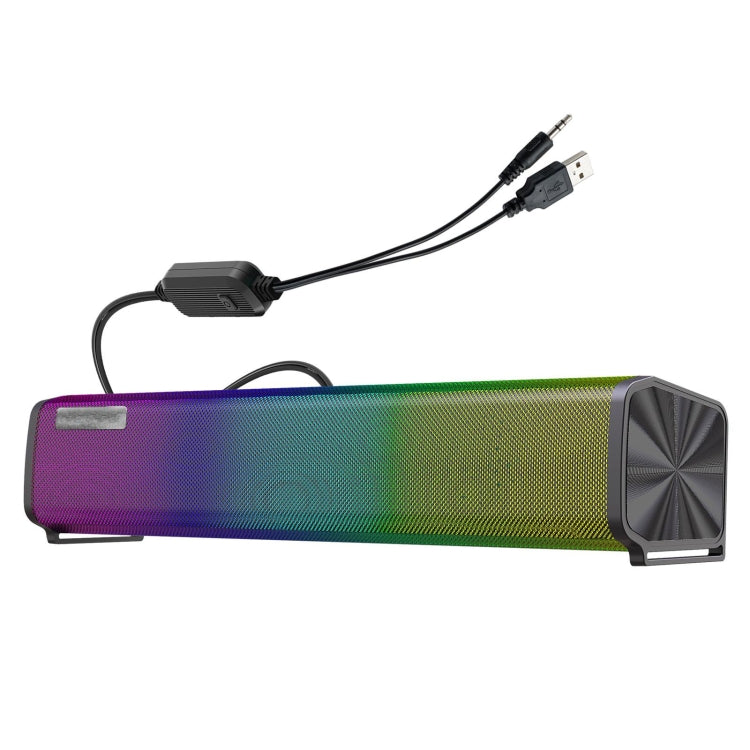 Q9 10W USB Soundbar Home Theater PC Surround Sound Box Wired Computer Speaker with RGB Light, Q9