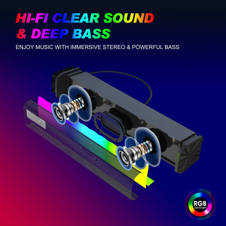 Q9 10W USB Soundbar Home Theater PC Surround Sound Box Wired Computer Speaker with RGB Light, Q9