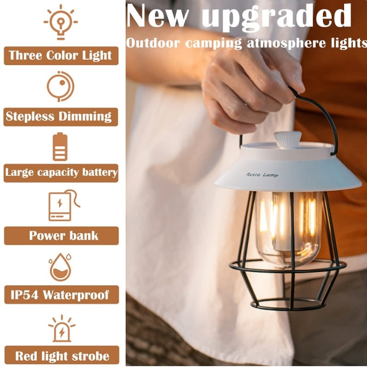Outdoor Hanging Camping Lights Tent Lighting Atmosphere Lights, Handle Black, Handle White