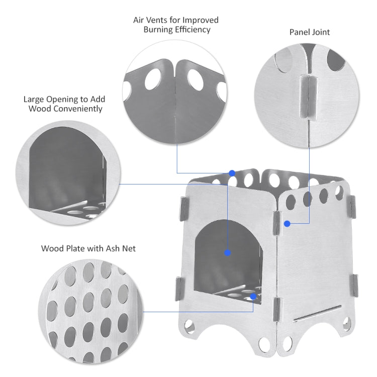 Camping Wood Stove Ultralight Folding Stove Outdoor Backpacking Cooking Wood Burning Stove Aluminum-Titanium, 7.8 x10.7x8.7cm