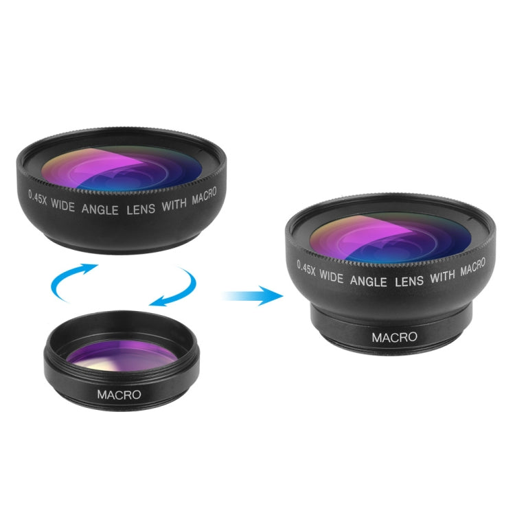 APEXEL 0.45X Ultra Wide Macro Combination Phone Lens with Clip, 0.45X