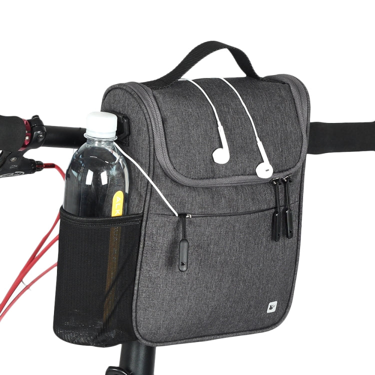 Rhinowalk Bicycle Front Bag Large Capacity Multi-function Handle Bag Folding Bike Electric Bicycle Bag, Full Black, Dark Gray, Light Rose Red
