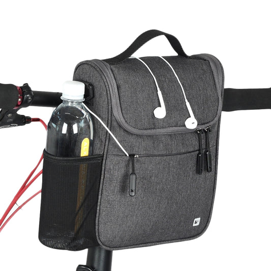 Rhinowalk Bicycle Front Bag Large Capacity Multi-function Handle Bag Folding Bike Electric Bicycle Bag, Full Black, Dark Gray, Light Rose Red