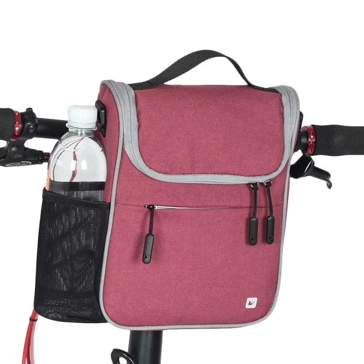 Rhinowalk Bicycle Front Bag Large Capacity Multi-function Handle Bag Folding Bike Electric Bicycle Bag, Full Black, Dark Gray, Light Rose Red